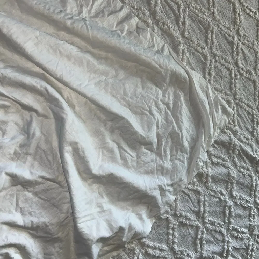 Rachel Ashwell King Duvet Cover White Chenille 101x89” shabby chic cottage core